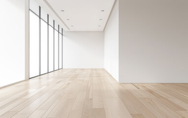 Residential empty room interiors with no furniture, natural lighting and ample copy space. Mockup interiors conceptual image.