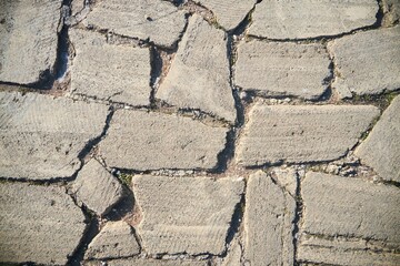 The texture of ancient brickwork.