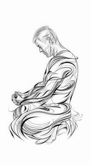 Thai massage line drawing, continuous line technique