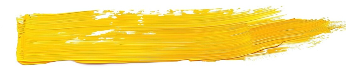 Vibrant Yellow Brush Strokes on White Background, Isolated Artistic Paint Swatch, Abstract Colorful Design Element for Creative Projects