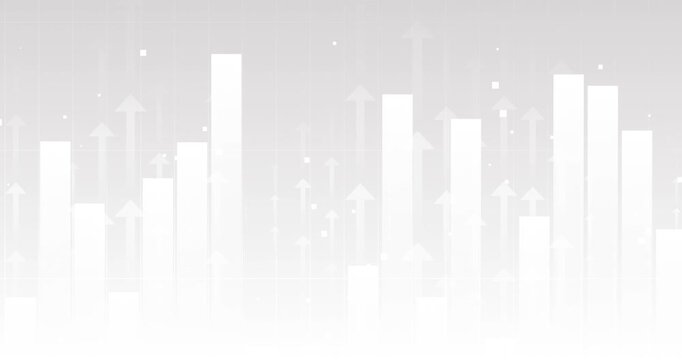 4k White light grey abstract business animated background. Charts arrows square HUD dots design elements. Office animation banner. Modern trendy stock market wallpaper. Creative seamless looped cover