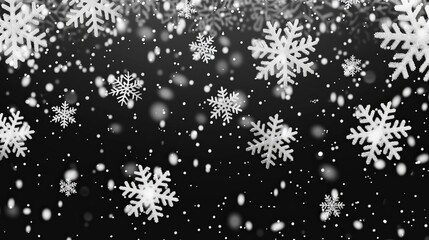 Obraz premium Falling Snowflakes on Black Background
