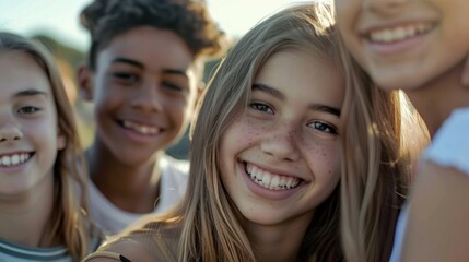 Fototapeta premium A group of young people standing next to each other