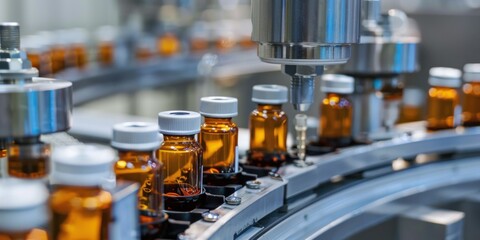 industrial pharmaceutical manufacturing vials on production