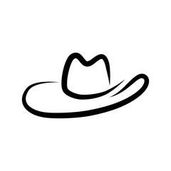 cowboy hat logo in outline style vector