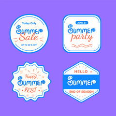 Flat labels collection for summer season celebration