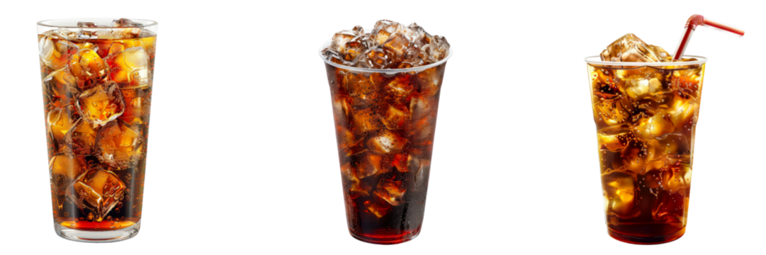 Collection of drink isolated on transparent background.