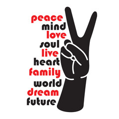 Hand with peace sign vector illustration, perfect for t shirt design