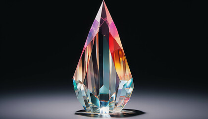 A Pristine Crystal Prism Reflecting a Beautiful Spectrum of Colors Against a Dark and Mysterious Background