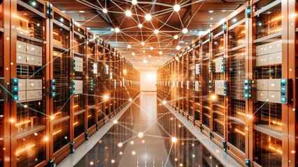 Information traveling through computer data center with overlayed networking points