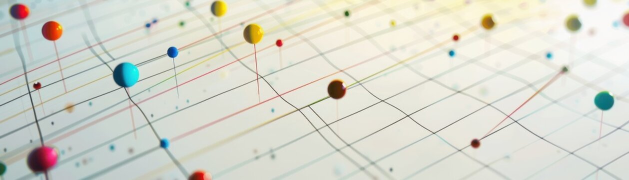 Grid lines scatter plot, markers, light background, realistic, studio lighting