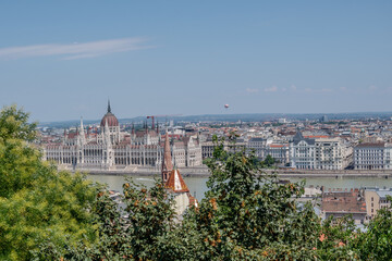 Panorama Budapesztu w kierunku parlamentu