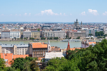 Widok na panoramę Budapesztu w kierunku parlamentu