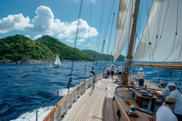 Obraz premium Sailing Through the Caribbean with a Classic Yacht