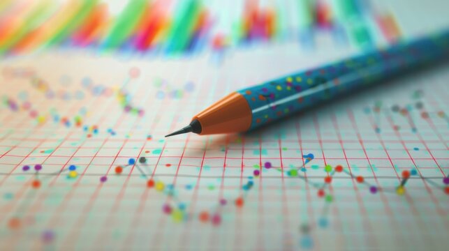 Markers on scatter plot, light background, grid lines, realistic, studio lighting