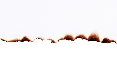 White paper burned isolated on white background