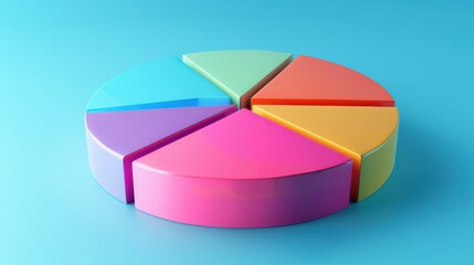 Obraz premium Pie chart with segments, bright colors, soft shadows, realistic, studio lighting