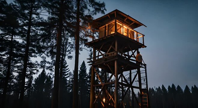 Ranger watchtower in the forest.