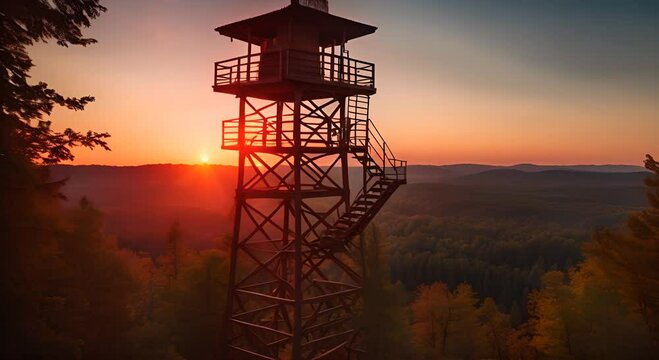 Ranger watchtower in the forest.