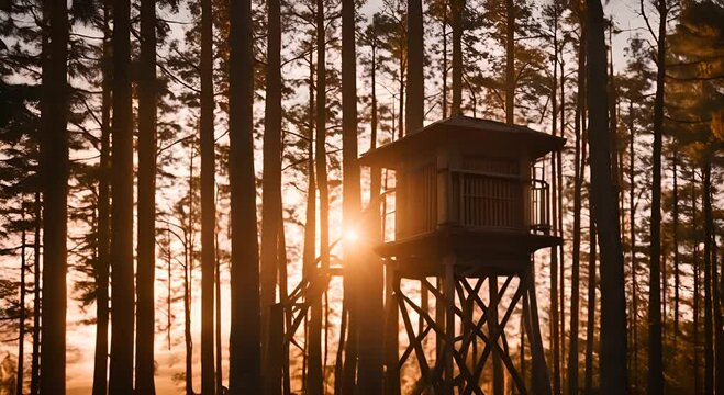 Ranger watchtower in the forest.