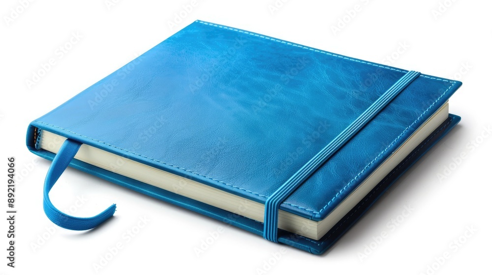 Poster blue notebook isolated on white background with shadow and clipping path