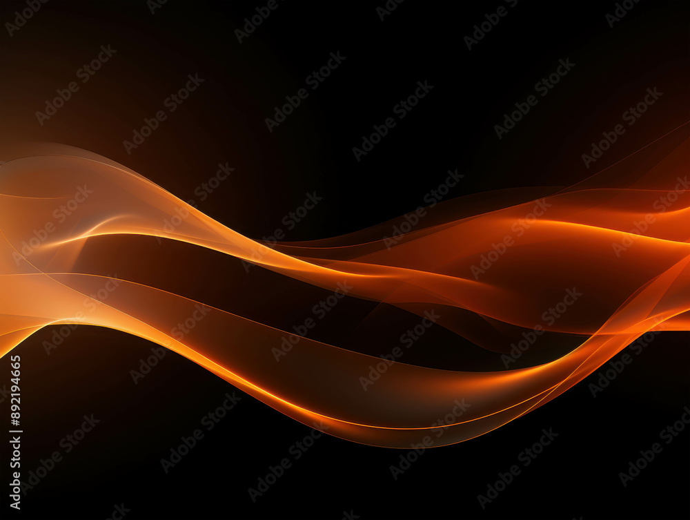 Aufkleber Flowing Curves of Fiery Orange Light Creating an Abstract and Dynamic Pattern on a Dark Background