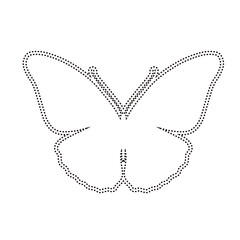 Decorative dotted outline of a winged insect butterfly. Vector graphics.