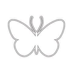 Decorative dotted outline of a winged insect butterfly. Vector graphics.