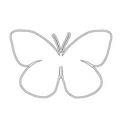 Decorative dotted outline of a winged insect butterfly. Vector graphics.