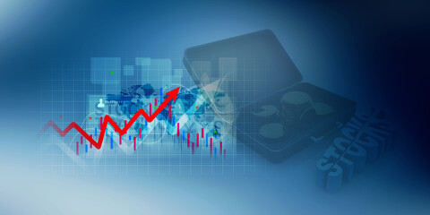 2d illustration Stock market online business concept. business Graph 