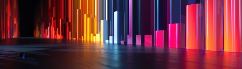 Obraz premium Realistic 3D histogram, depth effect, colorful bars, studio lighting