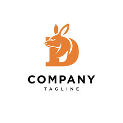Letter D Kangaroo Head Logo Icon Vector 