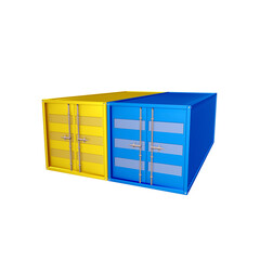 2 Container shipping gold and blue color 3d render