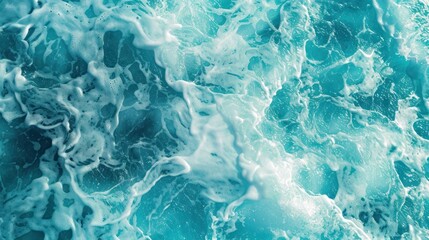Fototapeta premium Top view ocean water with a blue and white wave pattern background