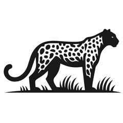 Fototapeta premium Clean Black and white Vector silhouette of a Cheetah on white background