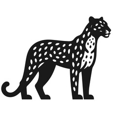 Clean Black and white Vector silhouette of a Cheetah on white background