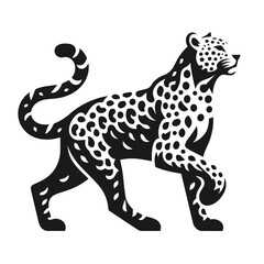 Clean Black and white Vector silhouette of a Cheetah on white background