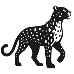 Clean Black and white Vector silhouette of a Cheetah on white background