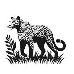 Clean Black and white Vector silhouette of a Cheetah on white background