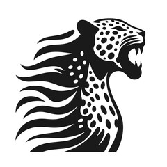 Clean Black and white Vector silhouette of a Cheetah on white background