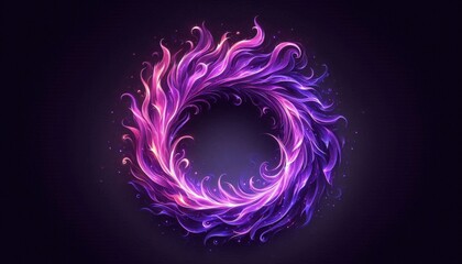 Purple Blaze: Fiery Ring Against Black Background