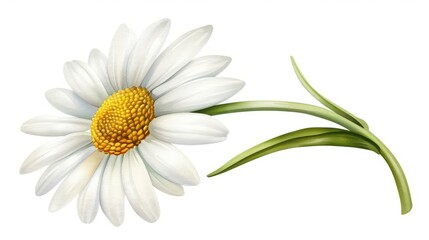 Naklejka premium Delicate daisy flower in soft hues, captured in watercolor. A charming representation of natures beauty on a white canvas.