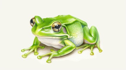 Obraz premium Detailed watercolor illustration of an isolated frog, perfect for nature lovers and art enthusiasts.