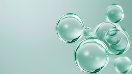 Stunning illustration of air bubbles in clear liquid, capturing water or gel texture and beauty care products.