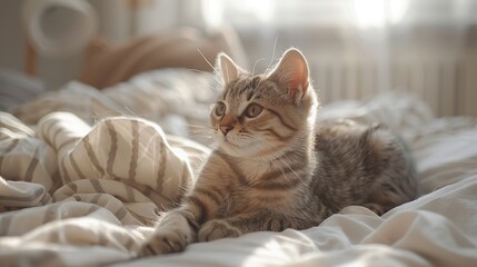Obraz premium cute cat in bed room