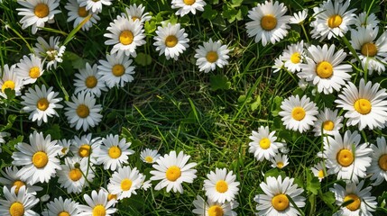 Fototapeta premium Border of daisies with empty area