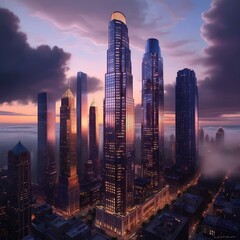Obraz premium city skyline at dusk