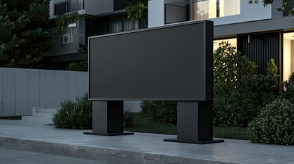 Fototapeta premium A black rectangular signboard or display stand.