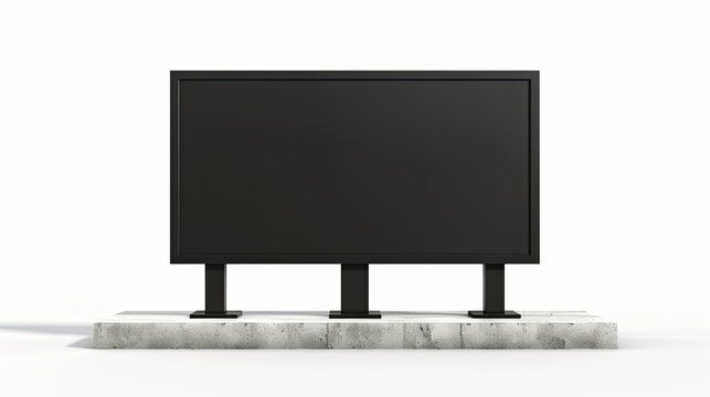 A black  rectangular signboard or display stand.