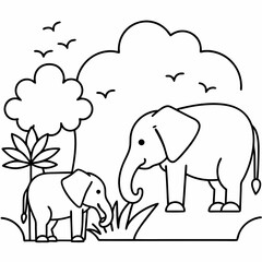 This fun and educational vector illustration coloring book features jungle animals like lions elephants and monkeys perfect for a jungle safari adventure